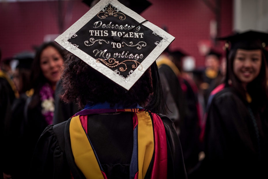 Graduation cap with writing