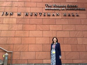 Julie Zhao arriving at Wharton 36 weeks pregnant (Credit: Eric Cai)